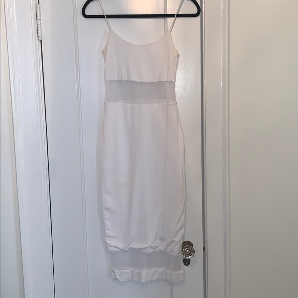 White Bodycon dress with mesh cutouts